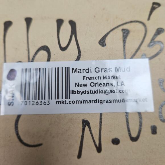 Vintage Handmade Voodoo Appetizer Dish Mardi Gras Mud by Libby D's Studio SIGNED - Picture 5 of 6